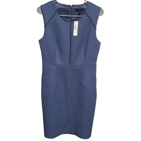 NWT-J. Crew- Women’s Powder Blue Portfolio Textured Sleeveless Sheath Dress, 10P - Picture 2 of 15